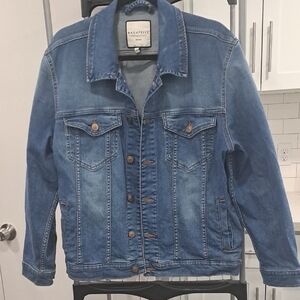 Women's Bagatelle Medium Blue Denim Jacket with Button Front, Size L